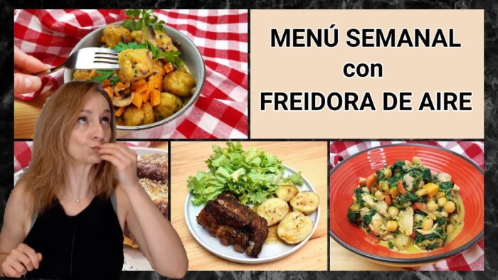 🟡  MENÚ en FREIDORA de AIRE. Cómo hacer PLATOS COMPLETOS SÓLO con tu Freidora. (Air fryer Recipes)
